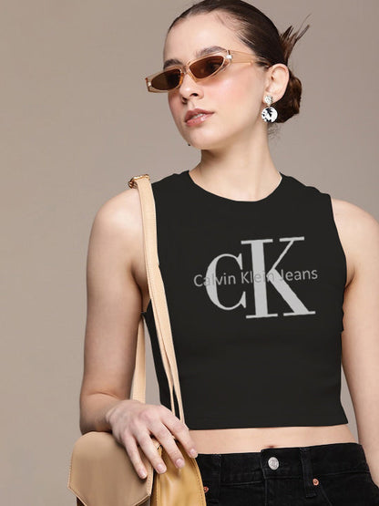 CK Women's Sleeveless Crop Tops - Effortless Elegance, Every Day