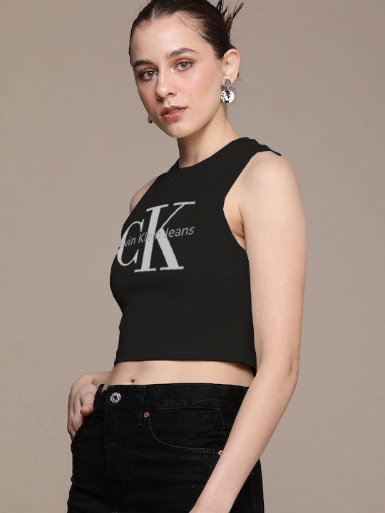 CK Women's Sleeveless Crop Tops - Effortless Elegance, Every Day