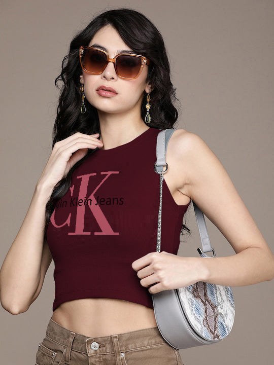 CK Women's Sleeveless Crop Tops - Effortless Elegance, Every Day